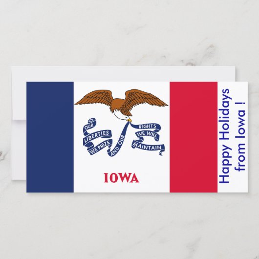 Prettige feestdagen Vlag van Iowa Feestdagenkaart (Voorkant)