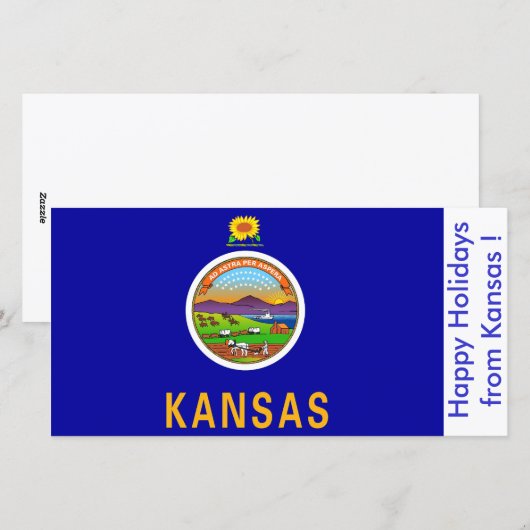 Prettige feestdagen Vlag van Kansas, Feestdagenkaart (Voorkant / Achterkant)