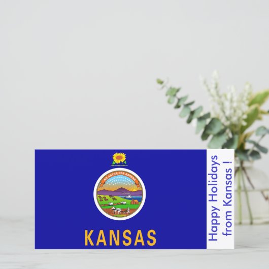 Prettige feestdagen Vlag van Kansas, Feestdagenkaart (Staand voorkant)