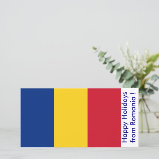 Prettige feestdagen Vlag van Roemenië Feestdagenkaart (Staand voorkant)
