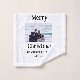 Prettige feestdagen · voeg familienaam foto toe ke washandje