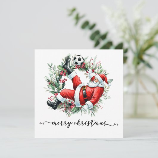 Prettige feestdagen Voetbal Feestdagenkaart (Staand voorkant)