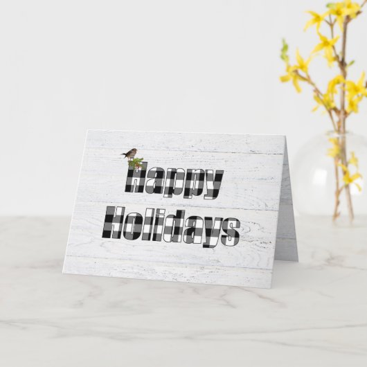 prettige feestdagen vogel kaart (Gele Bloem)