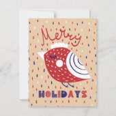 Prettige Feestdagen Vogel Kerstkaart (Voorkant)