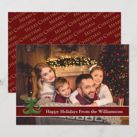 prettige feestdagen volledige kaartfoto met modern feestdagenkaart (Voorkant / Achterkant)