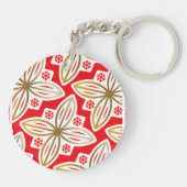 prettige feestdagen | Vrede en liefde | Poinsettia Sleutelhanger (Achterkant)