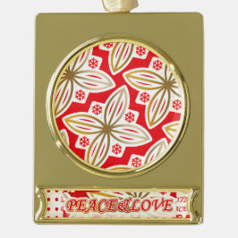 prettige feestdagen | Vrede en liefde | Poinsettia Verguld Banner Ornament