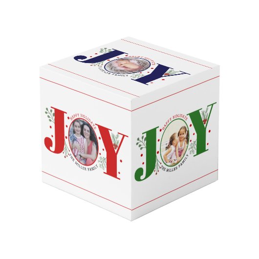 Prettige feestdagen Vreugde en bessen Kubus (Voorkant hoekig)