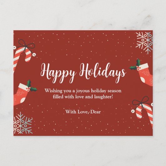 Prettige feestdagen Vreugde: Met Liefde & Gelach Briefkaart (Voorkant)