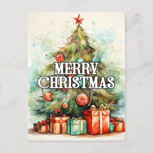 prettige feestdagen Vroegere kerstboom Briefkaart