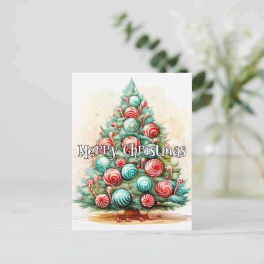 prettige feestdagen | Vroegere kerstboom Briefkaart (Staand voorkant)