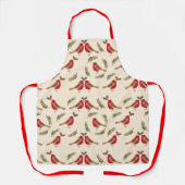 prettige feestdagen | Vroegere kerstrode vogels Schort (Voorkant)