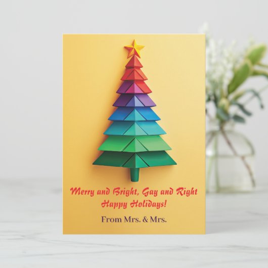 Prettige feestdagen Vrolijk en helder, Gay en Rech Feestdagenkaart (Staand voorkant)