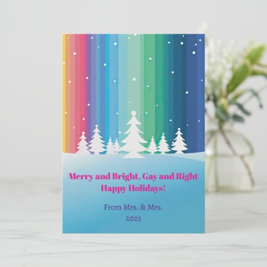 Prettige feestdagen Vrolijk en helder, Gay en Rech Feestdagenkaart (Staand voorkant)