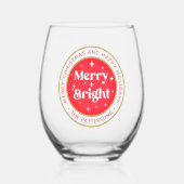Prettige feestdagen Vrolijk en helder vrolijk kers Wijnglas Zonder Voet (Voorkant)