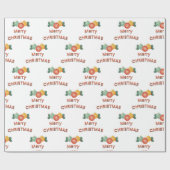 Prettige feestdagen Vrolijk kerstbollen Cadeaupapier (Vlak)