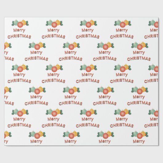 Prettige feestdagen Vrolijk kerstbollen Cadeaupapier (Vlak)