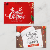Prettige feestdagen Vrolijk kerstfeest en Notitiekaartje (Voorkant / Achterkant)