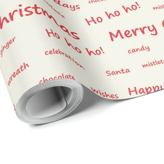 Prettige feestdagen Vrolijk kerstfeest Fancy rood Cadeaupapier (Rol Hoek)