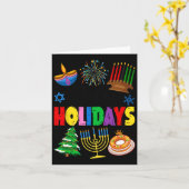 Prettige feestdagen Vrolijk kerstfeest Happy Hanuk Kaart (Gele Bloem)