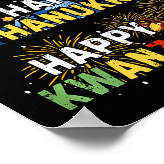 Prettige feestdagen Vrolijk kerstfeest Happy Hanuk Poster (Hoek)