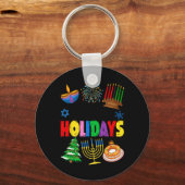 Prettige feestdagen Vrolijk kerstfeest Happy Hanuk Sleutelhanger (Voorkant)