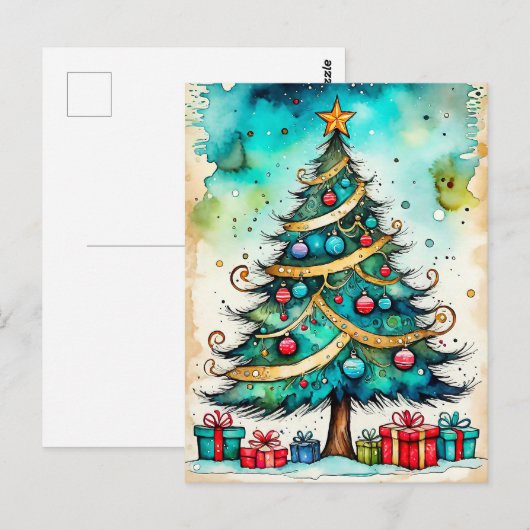 Prettige feestdagen - Vrolijk kerstfeest, iedereen Briefkaart (Voorkant / Achterkant)