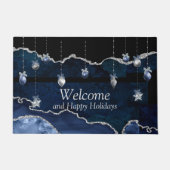 Prettige feestdagen Vrolijk kerstfeest in blauw &  Deurmat (Voorkant)