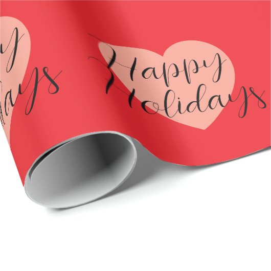 Prettige feestdagen Vrolijk Kerstfeest Tijd Hart Cadeaupapier (Rol Hoek)