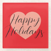 Prettige feestdagen Vrolijk Kerstfeest Tijd Hart Glazen Onderzetter (Voorkant)