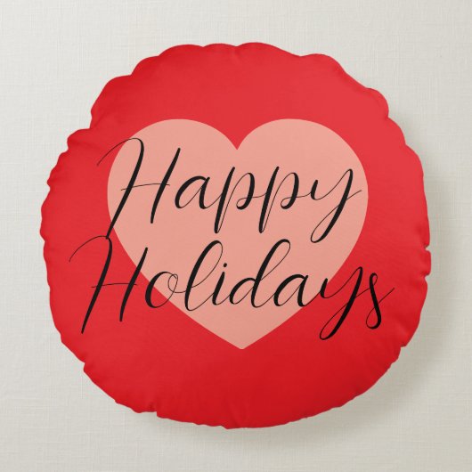 Prettige feestdagen Vrolijk Kerstfeest Tijd Hart Rond Kussen (Voorkant)