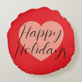 Prettige feestdagen Vrolijk Kerstfeest Tijd Hart Rond Kussen (Achterkant)