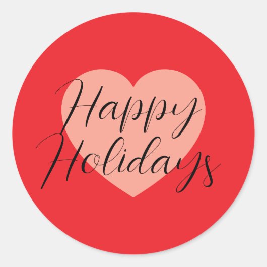 Prettige feestdagen Vrolijk Kerstfeest Tijd Hart Ronde Sticker (Voorkant)