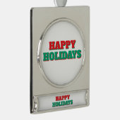 Prettige feestdagen Vrolijk kerstfeest Verzilverd Banner Ornament (Rechts)