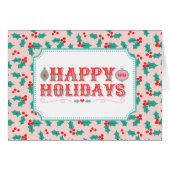 Prettige feestdagen Vrolijk | Retro roze en rode H (Voorkant Horizontaal)