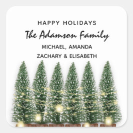 Prettige feestdagen Vrolijke Kerstboom Naam Wit Vierkante Sticker