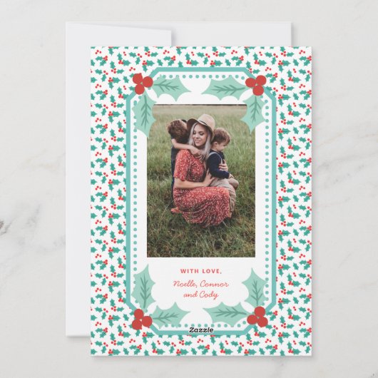 Prettige feestdagen Vrolijke Kerstman | Roze en ro Feestdagenkaart (Achterkant)