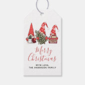 Prettige feestdagen Vrolijke Kerstmis Tuin Gnome B Cadeaulabel (Voorkant)