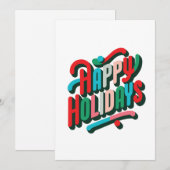 Prettige feestdagen Vrolijke kleurrijke typografie Feestdagenkaart (Voorkant / Achterkant)