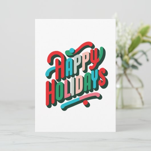 Prettige feestdagen Vrolijke kleurrijke typografie Feestdagenkaart (Staand voorkant)