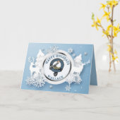 Prettige feestdagen Wallace Clan Badge Kaart (Gele Bloem)