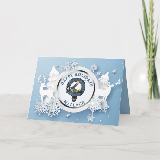 Prettige feestdagen Wallace Clan Badge Kaart (Voorkant)