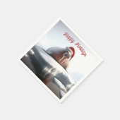 Prettige feestdagen Walrus draagt een kerstmuts Servet (Hoek)