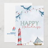 Prettige Feestdagen- Walvis & Vuurtoren Feestdagenkaart (Voorkant / Achterkant)