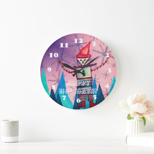 prettige feestdagen wandklok (Huis)