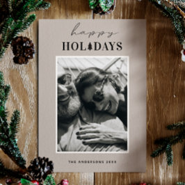 Prettige feestdagen €? | Warm licht taupe kerstfot Feestdagenkaart