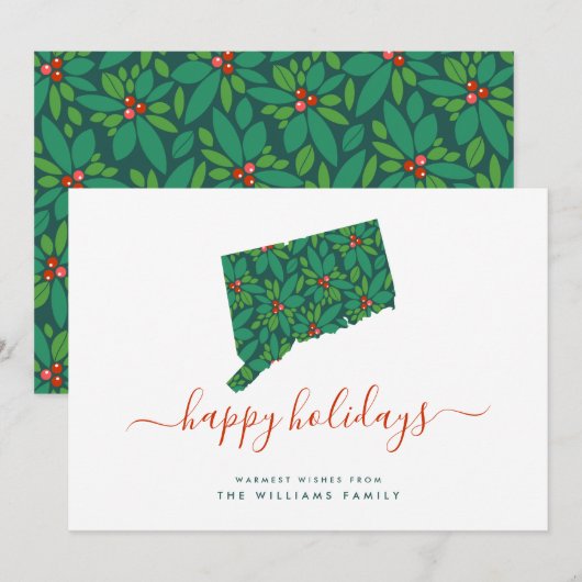 prettige feestdagen Warm Wishes van Connecticut (Voorkant / Achterkant)