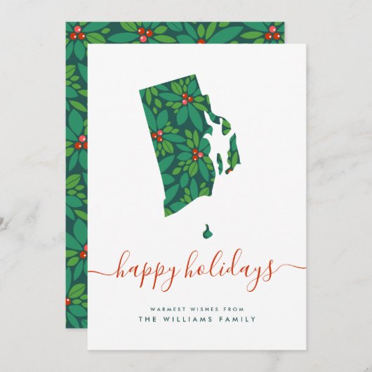 prettige feestdagen Warm Wishes van Rhode Island (Voorkant / Achterkant)