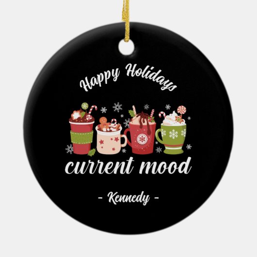 Prettige feestdagen - warme cacao keramisch ornament (Achterkant)