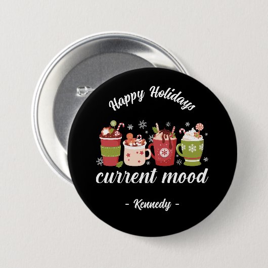 Prettige feestdagen - warme cacao ronde button 7,6 cm (Voorkant /achterkant)